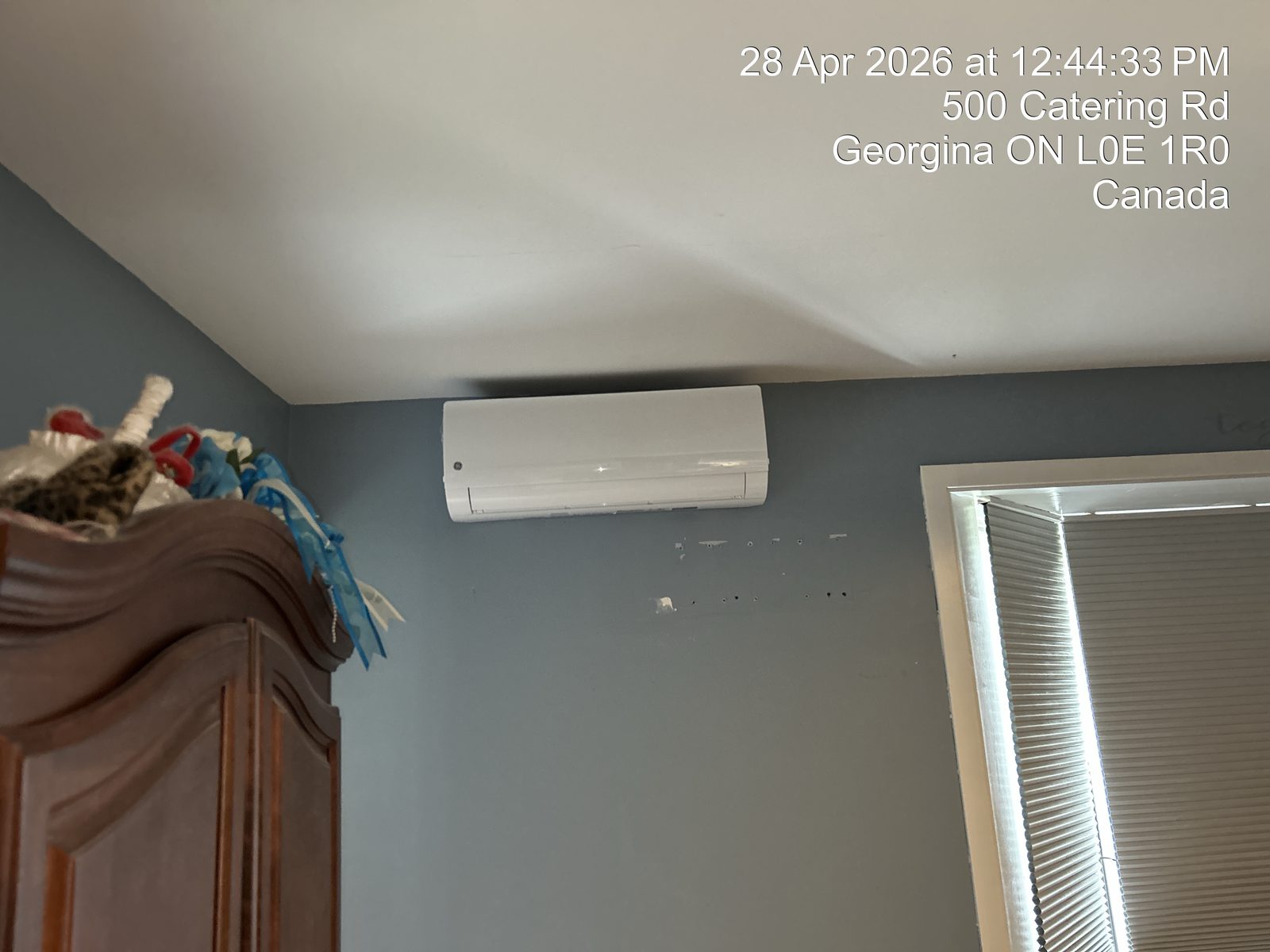 GE ductless mini-split indoor unit installed on an interior wall
